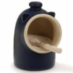ProtectiveDiet.com Recommendation: Blue stoneware Salt Pig Including Spoon Salt Keeper Jar